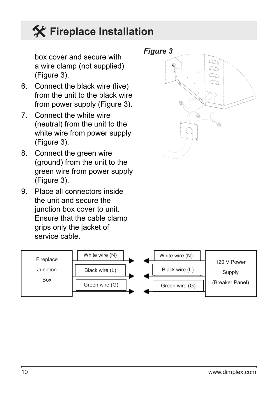 Fireplace installation | Dimplex DF3033ST User Manual | Page 10 / 22