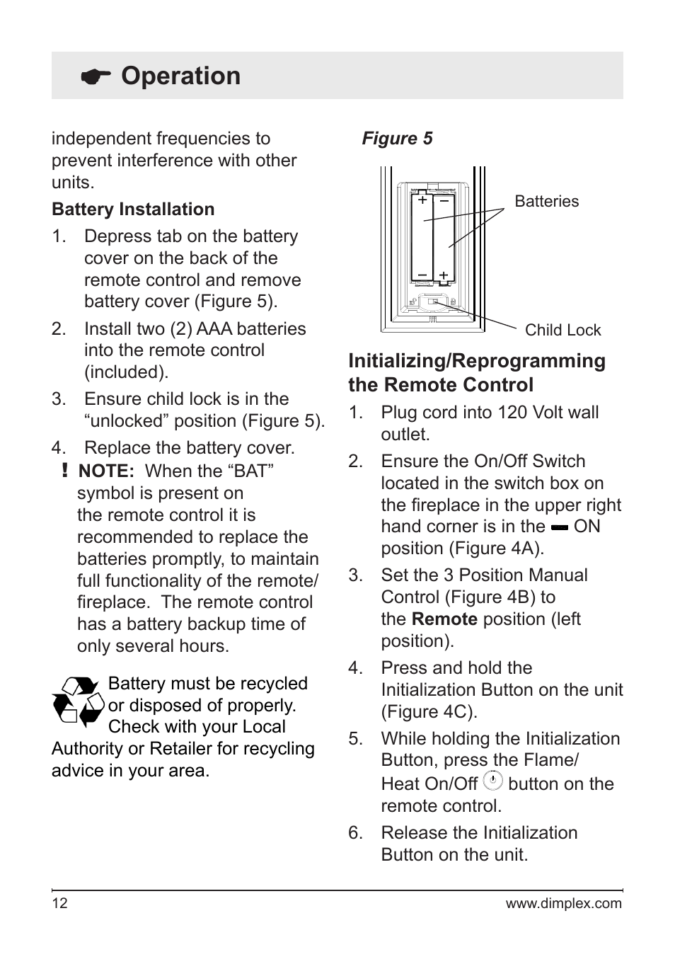 Operation | Dimplex DF3033ST User Manual | Page 12 / 22