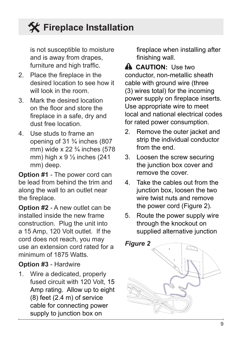Fireplace installation | Dimplex DF3033ST User Manual | Page 9 / 22