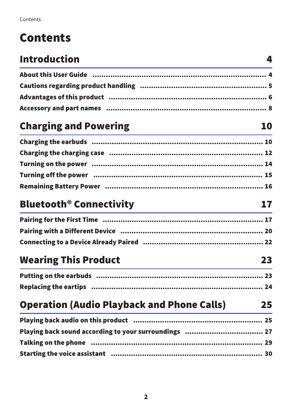 Yamaha TW-E7B Noise-Canceling True Wireless In-Ear Headphones (White) User Manual | Page 2 / 56