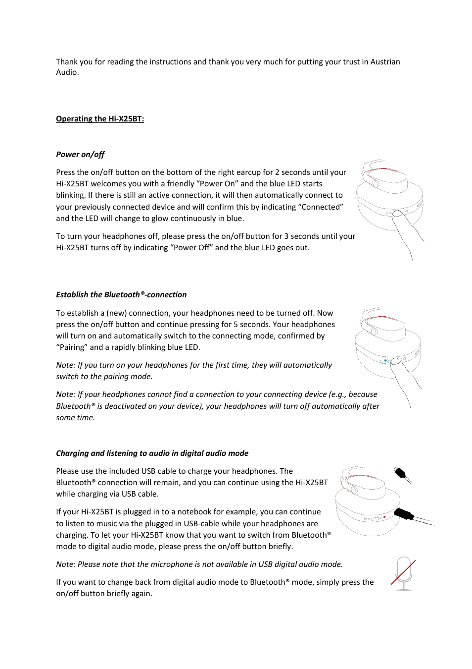 Austrian Audio Hi-X25BT Professional Wireless Bluetooth Over-Ear Headphones User Manual | Page 2 / 8