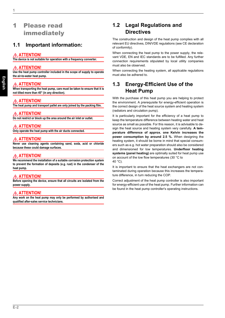 1 please read immediately, 1 important information, 2 legal regulations and directives | 3 energy-efficient use of the heat pump | Dimplex LI 11MS User Manual | Page 14 / 44