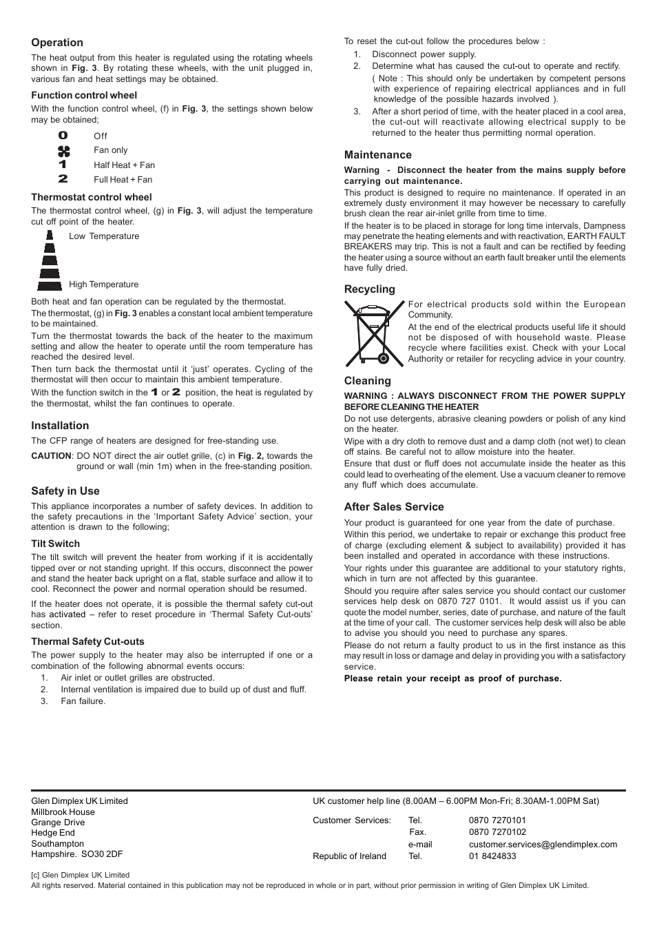 Dimplex CFP90 User Manual | Page 4 / 4