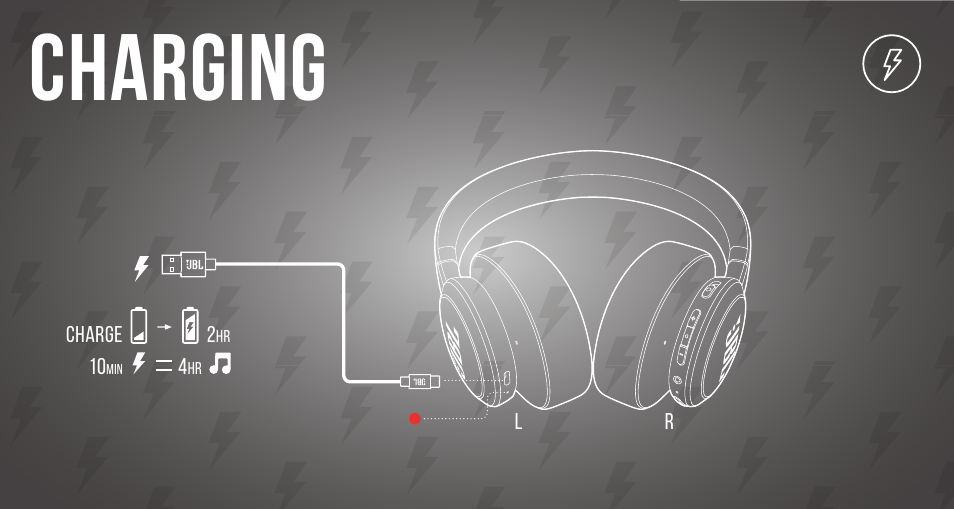 Charging | JBL Live 660NC Noise-Canceling Wireless Over-Ear Headphones (Blue) User Manual | Page 12 / 28