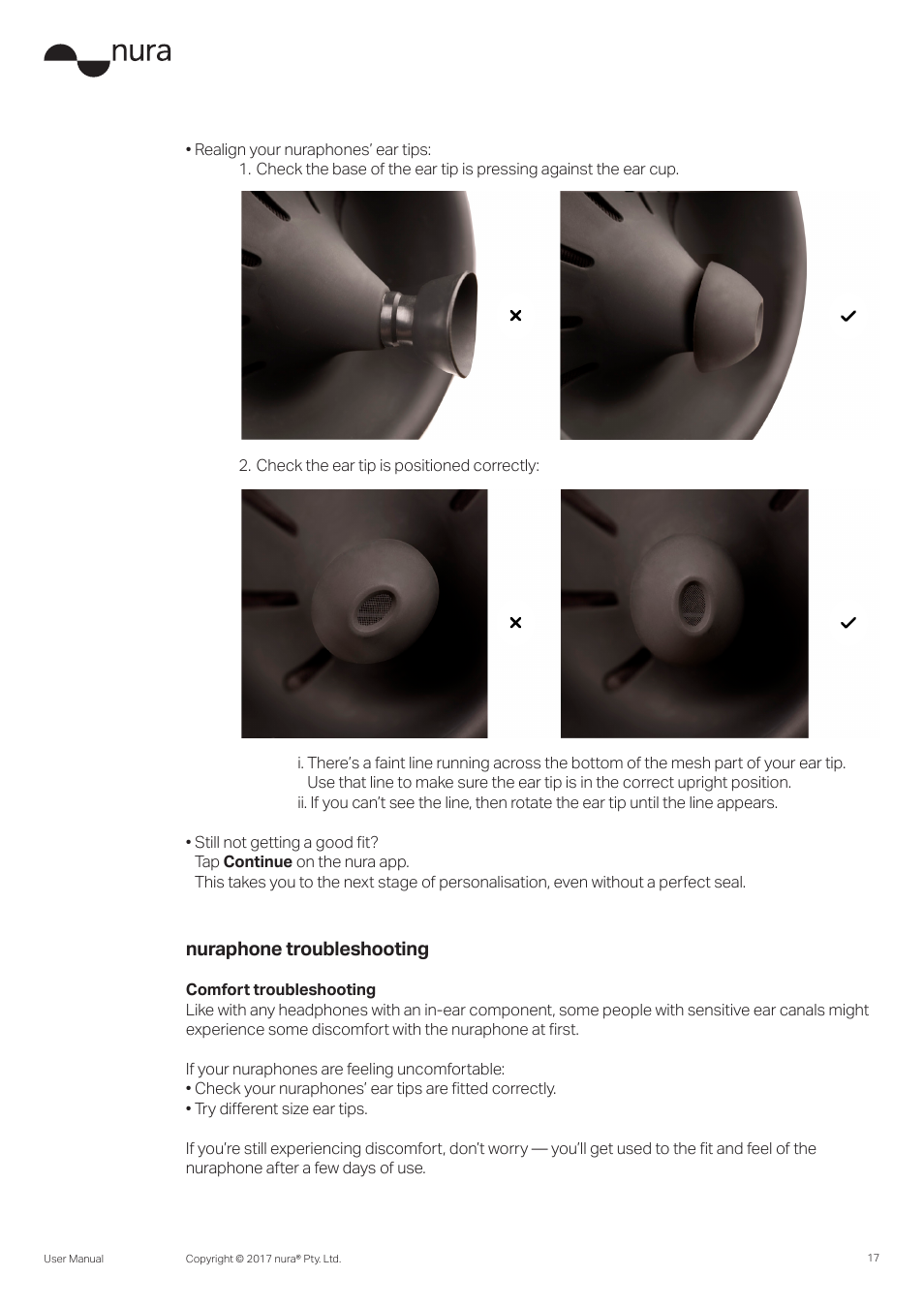Nuraphone troubleshooting | Nura Nuraphone Noise-Canceling Wireless In-Ear/Over-Ear Headphones User Manual | Page 17 / 22