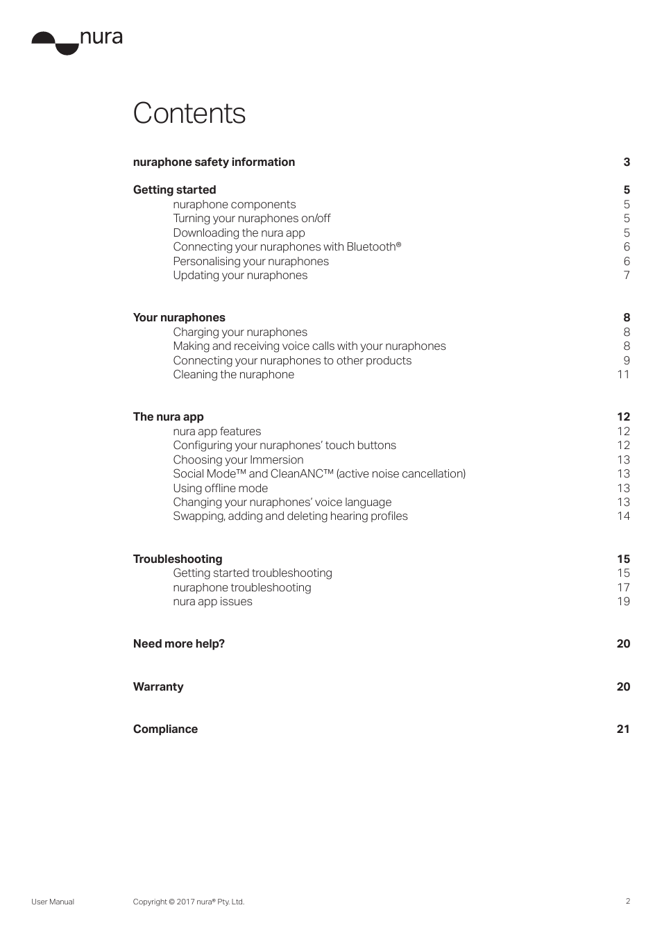 Nura Nuraphone Noise-Canceling Wireless In-Ear/Over-Ear Headphones User Manual | Page 2 / 22