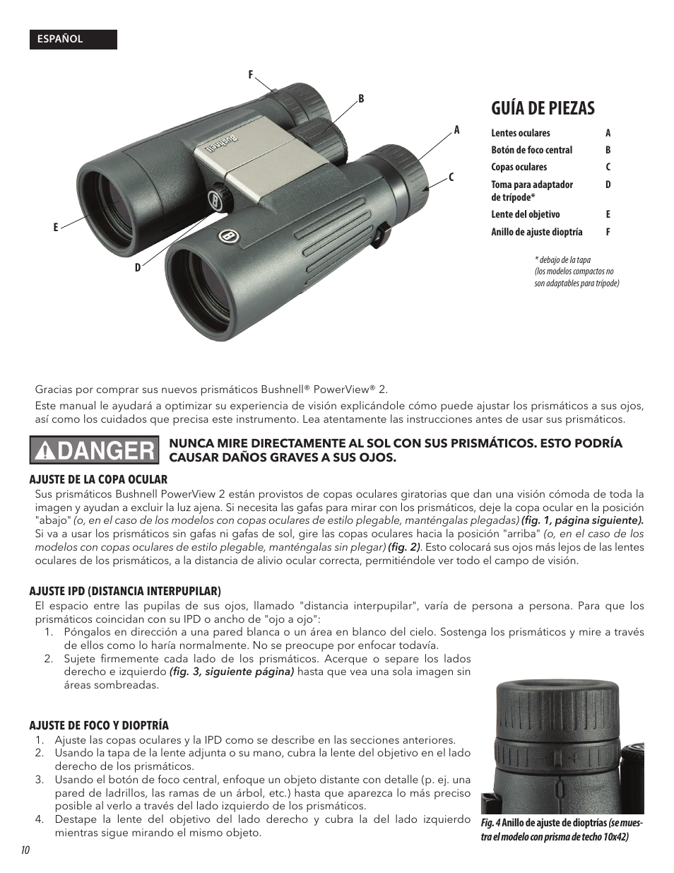 Guía de piezas | Bushnell 10x50 PowerView 2 Binoculars User Manual | Page 10 / 22