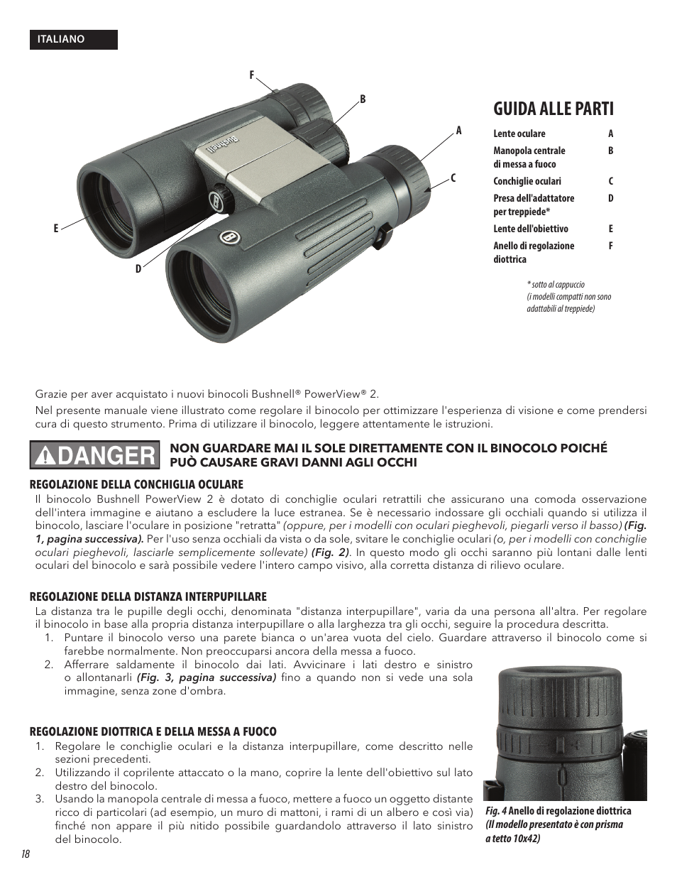 Guida alle parti | Bushnell 10x50 PowerView 2 Binoculars User Manual | Page 18 / 22