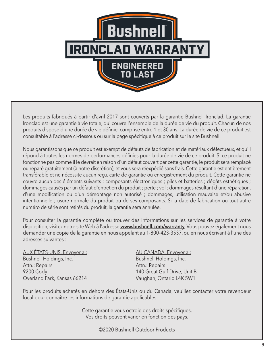 Bushnell 10x50 PowerView 2 Binoculars User Manual | Page 9 / 22