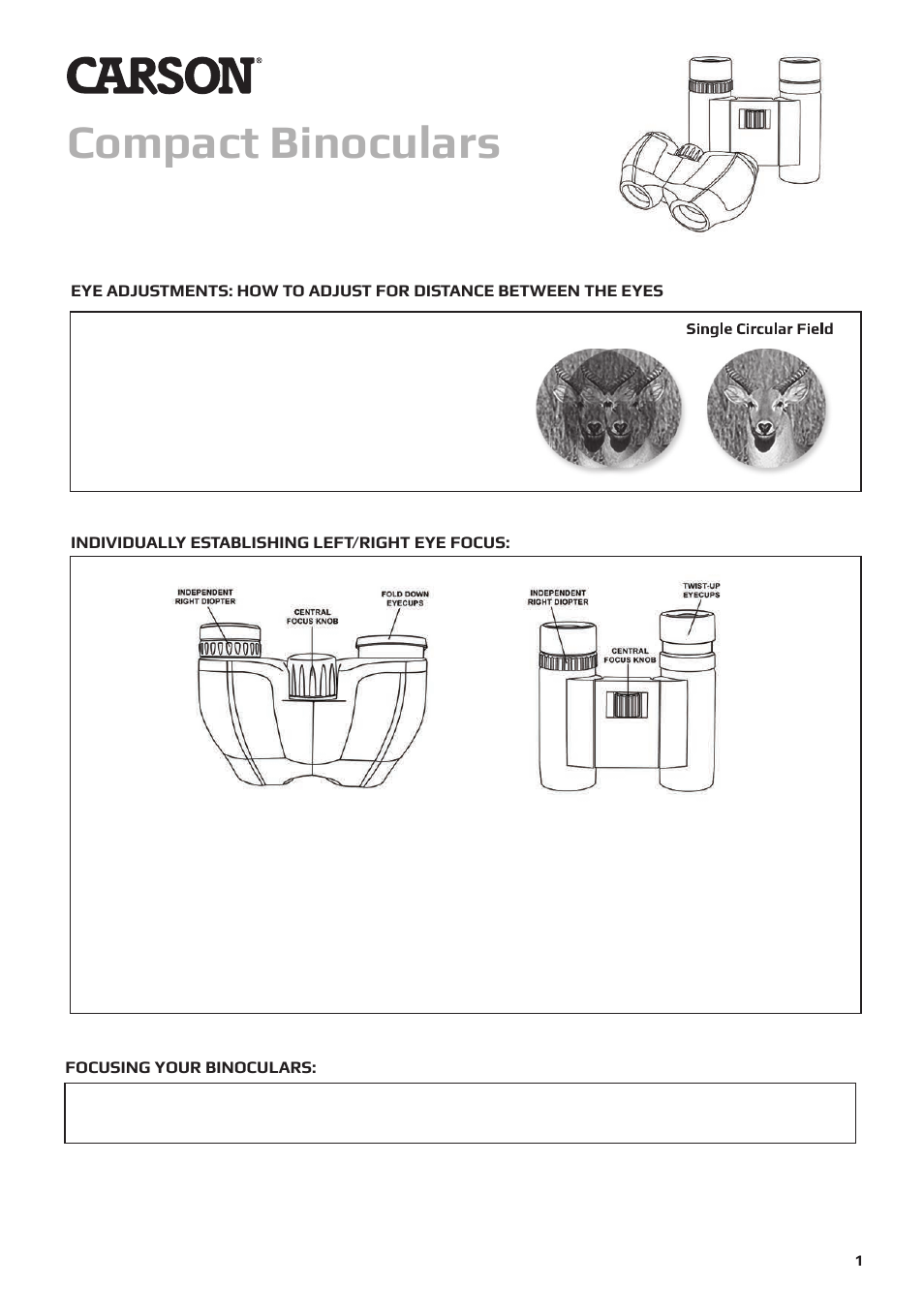 Carson 7x18 Mini Scout Binoculars User Manual | 2 pages