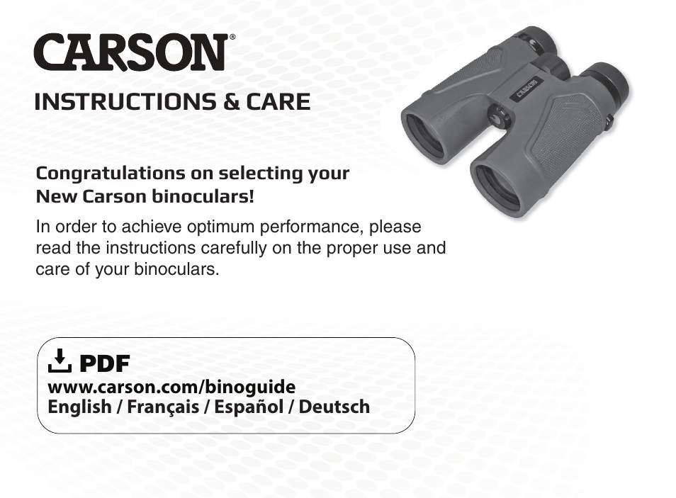 Carson Makalu 10x42 Binoculars User Manual | 8 pages