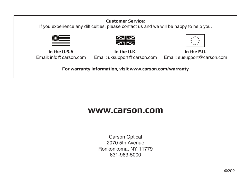 Carson Makalu 10x42 Binoculars User Manual | Page 8 / 8