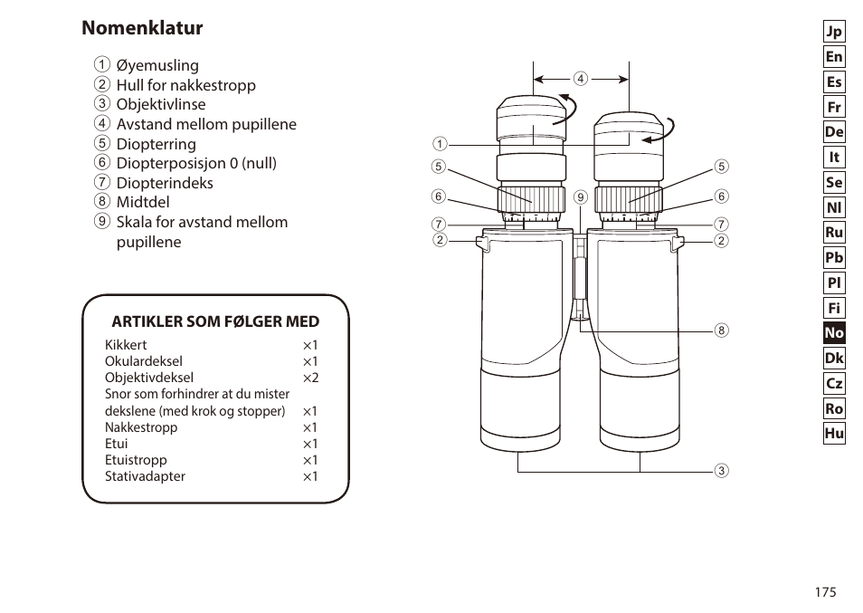 Nomenklatur | Nikon 7x50 WX IF Binocular (Black) User Manual | Page 175 / 240