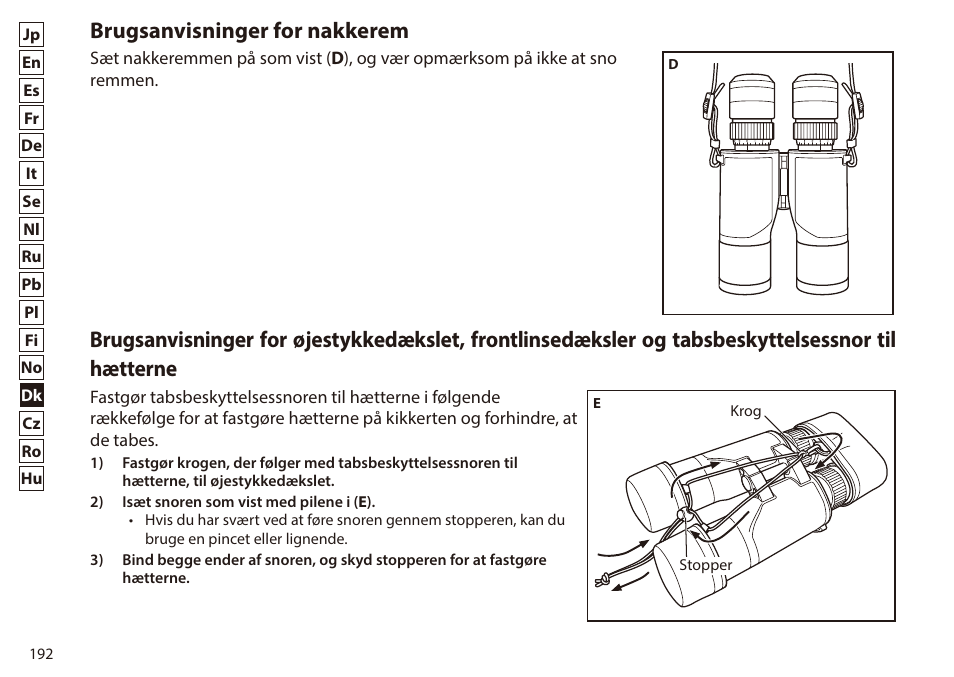 Brugsanvisninger for nakkerem | Nikon 7x50 WX IF Binocular (Black) User Manual | Page 192 / 240