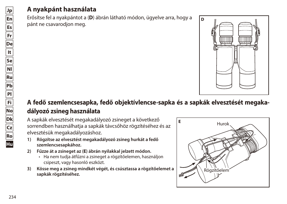 A nyakpánt használata | Nikon 7x50 WX IF Binocular (Black) User Manual | Page 234 / 240