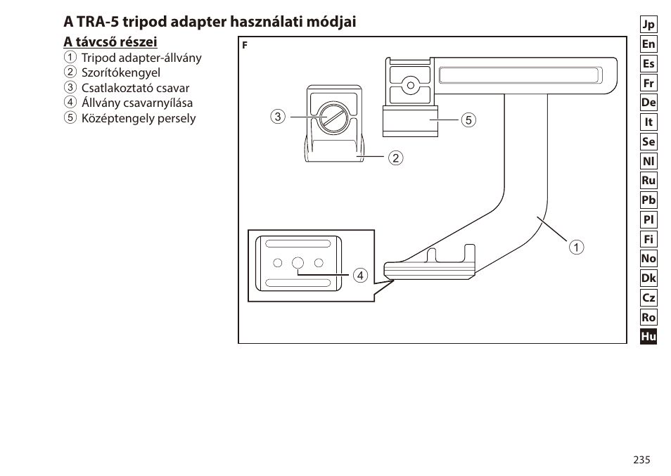 A tra-5 tripod adapter használati módjai | Nikon 7x50 WX IF Binocular (Black) User Manual | Page 235 / 240