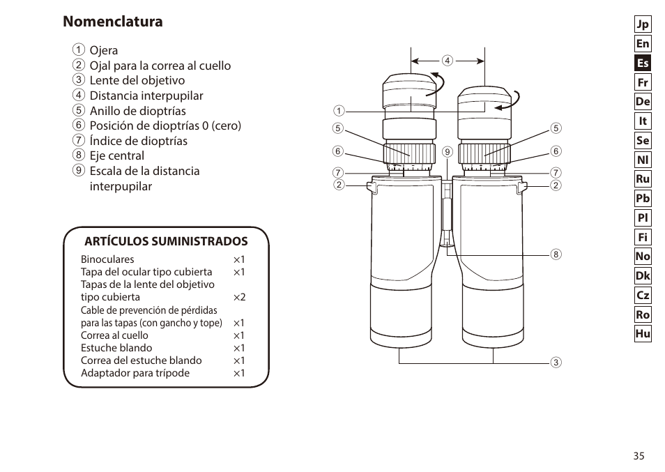 Nomenclatura | Nikon 7x50 WX IF Binocular (Black) User Manual | Page 35 / 240