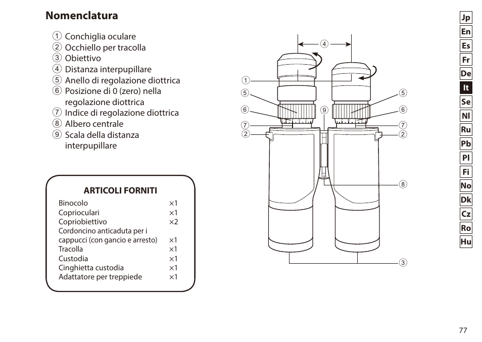 Nomenclatura | Nikon 7x50 WX IF Binocular (Black) User Manual | Page 77 / 240