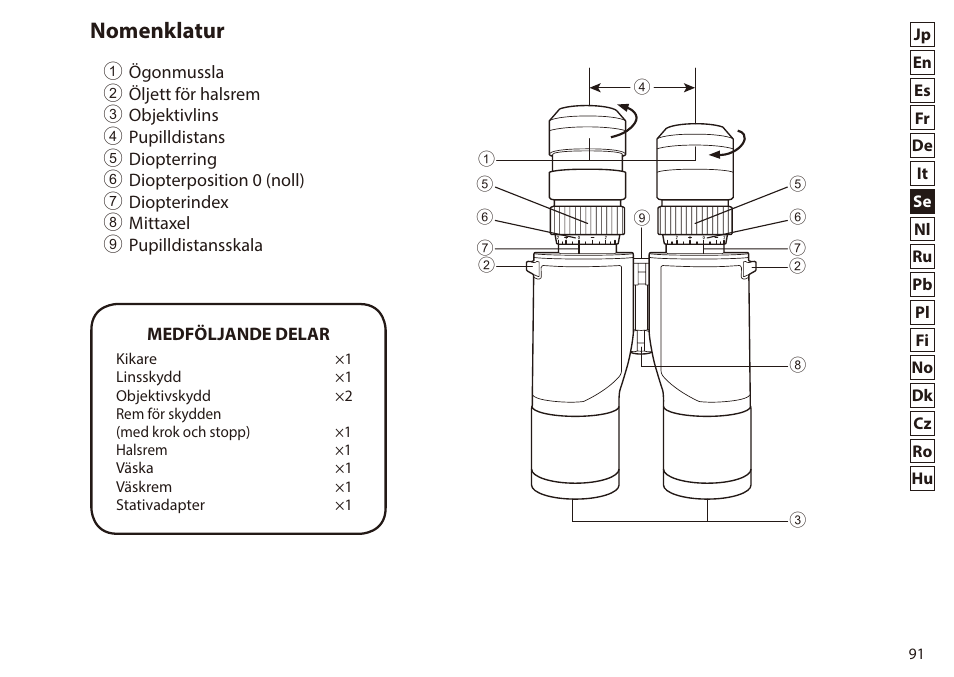 Nomenklatur | Nikon 7x50 WX IF Binocular (Black) User Manual | Page 91 / 240