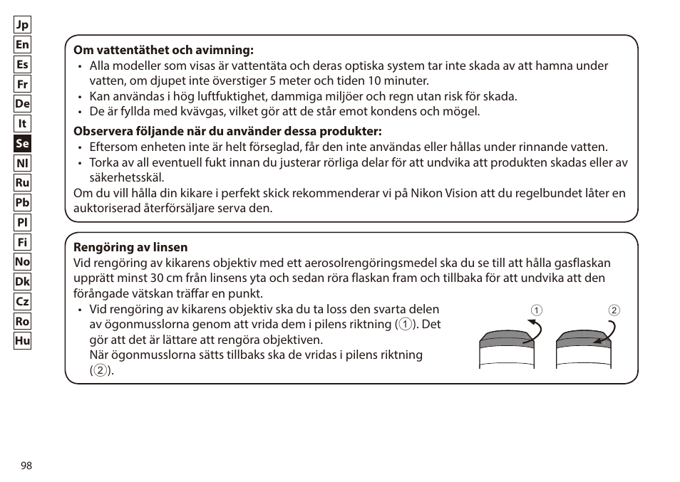 Nikon 7x50 WX IF Binocular (Black) User Manual | Page 98 / 240