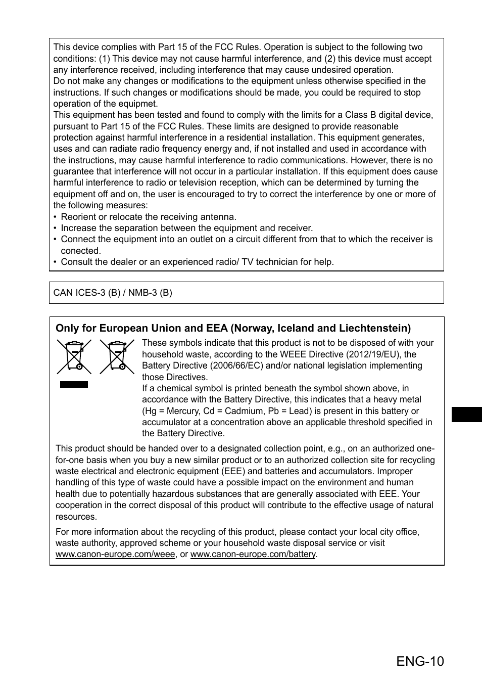 Eng-10 | Canon 18x50 IS Image Stabilized Binoculars User Manual | Page 11 / 12