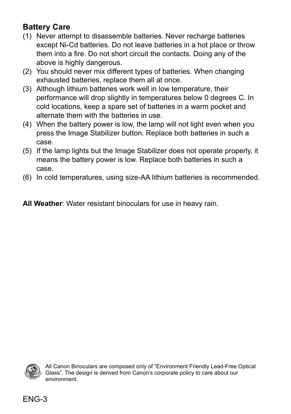 Canon 18x50 IS Image Stabilized Binoculars User Manual | Page 4 / 12