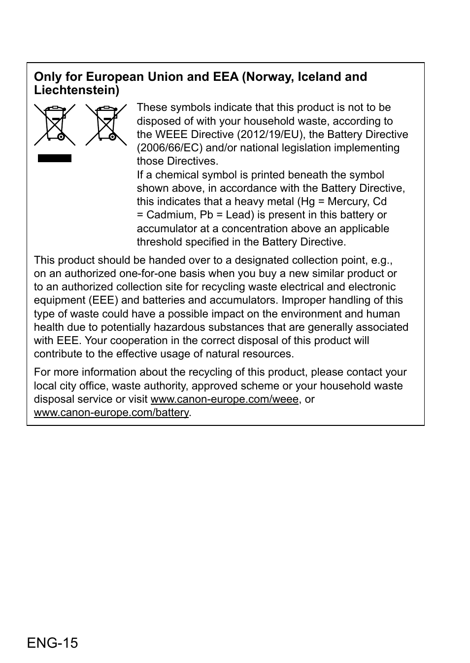 Eng-15 | Canon 10x42 L IS WP Image Stabilized Binoculars User Manual | Page 16 / 17