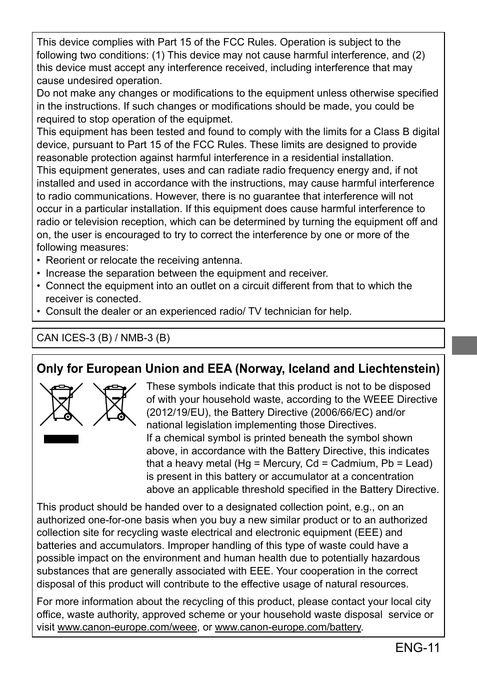 Eng-11 | Canon 12x36 IS III Image Stabilized Binoculars User Manual | Page 12 / 13