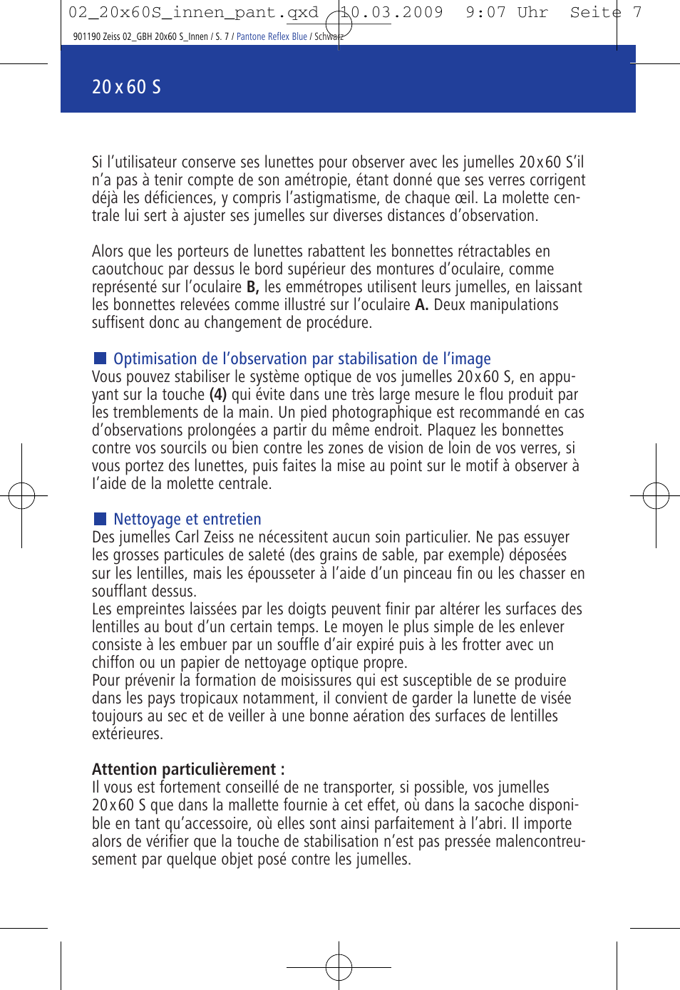 20 x 60 s | Carl Zeiss 20x60 Classic S Image Stabilization Binoculars User Manual | Page 11 / 34