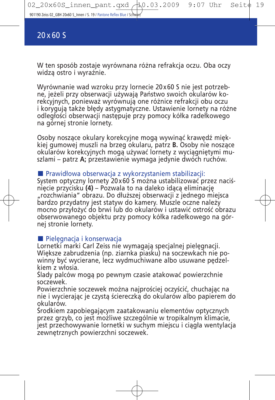 20 x 60 s | Carl Zeiss 20x60 Classic S Image Stabilization Binoculars User Manual | Page 23 / 34