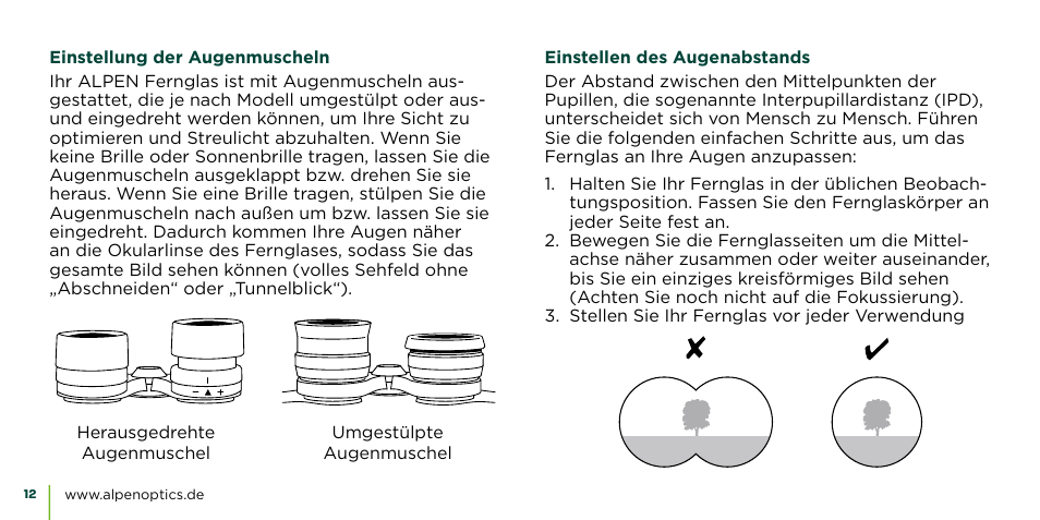 Alpen Optics 8x42 Teton ED-HD Binoculars User Manual | Page 12 / 44