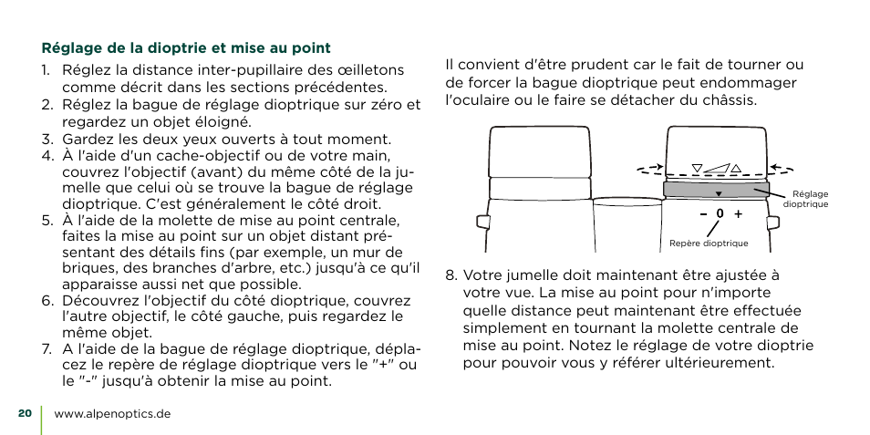 Alpen Optics 8x42 Teton ED-HD Binoculars User Manual | Page 20 / 44