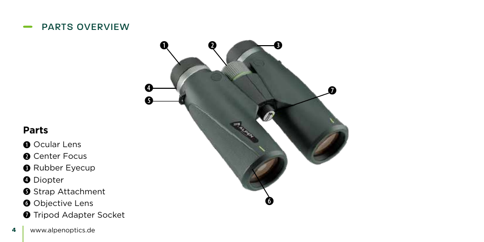 Alpen Optics 8x42 Teton ED-HD Binoculars User Manual | Page 4 / 44