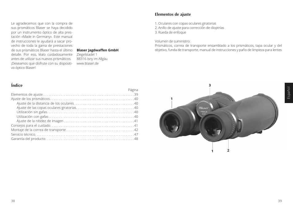 Blaser 10x42 Primus Binoculars User Manual | Page 20 / 33