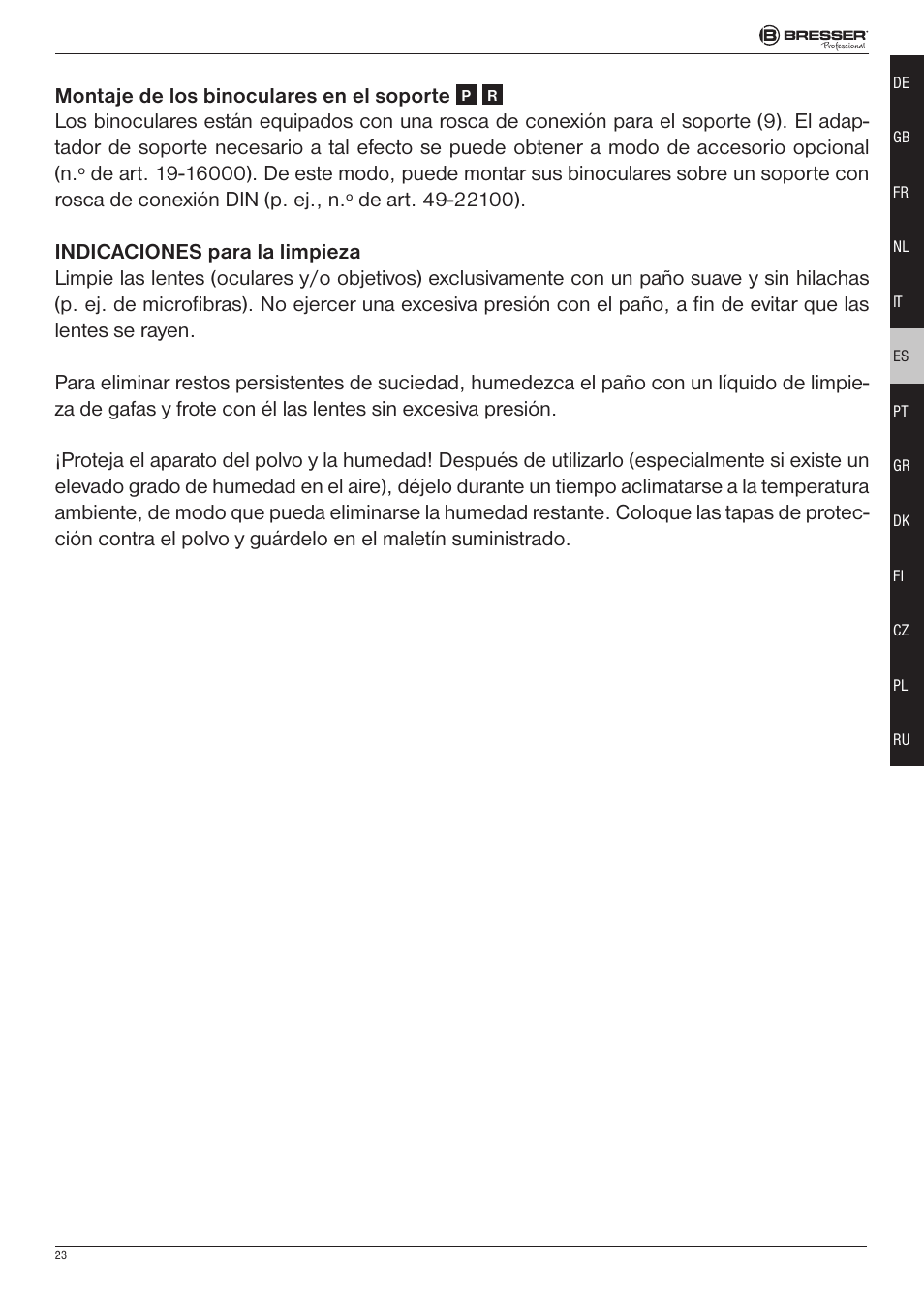 Montaje.de.los.binoculares.en.el.soporte | BRESSER 8x25 Montana DK Binoculars (Gray) User Manual | Page 23 / 48