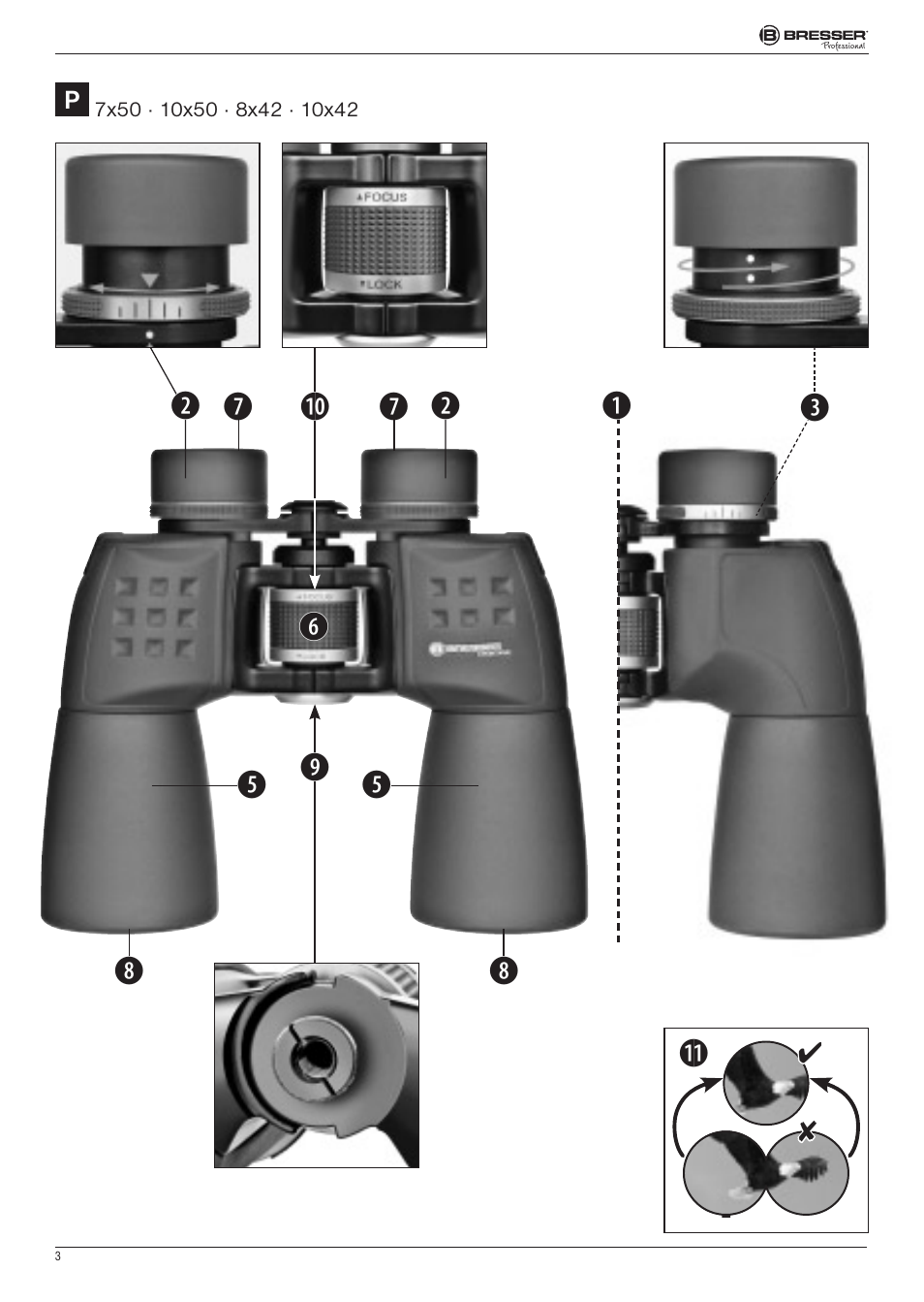 Ob o 1 | BRESSER 8x25 Montana DK Binoculars (Gray) User Manual | Page 3 / 48