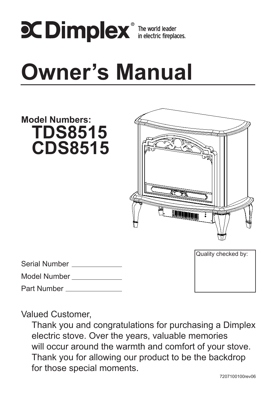 Dimplex TDS8515 User Manual | 15 pages