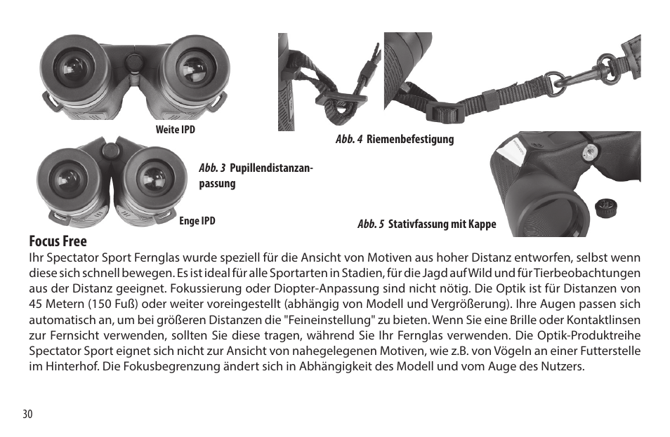 Focus free | Bushnell 8x32 Spectator Sport Binoculars (Black) User Manual | Page 30 / 52