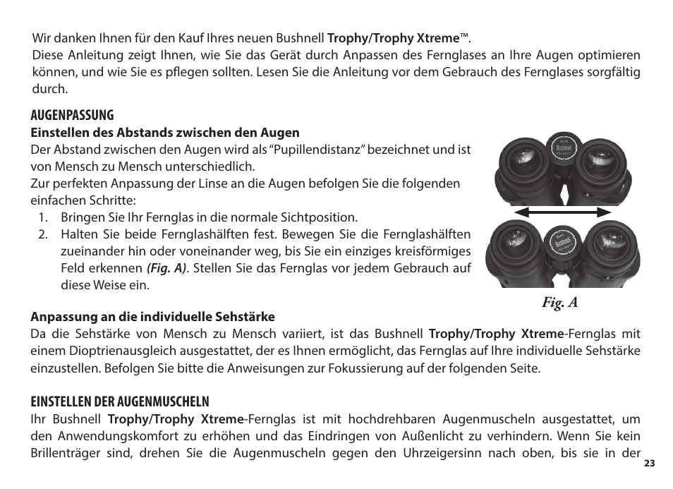 Bushnell 8x56 Trophy Xtreme Binoculars (Green) User Manual | Page 23 / 36