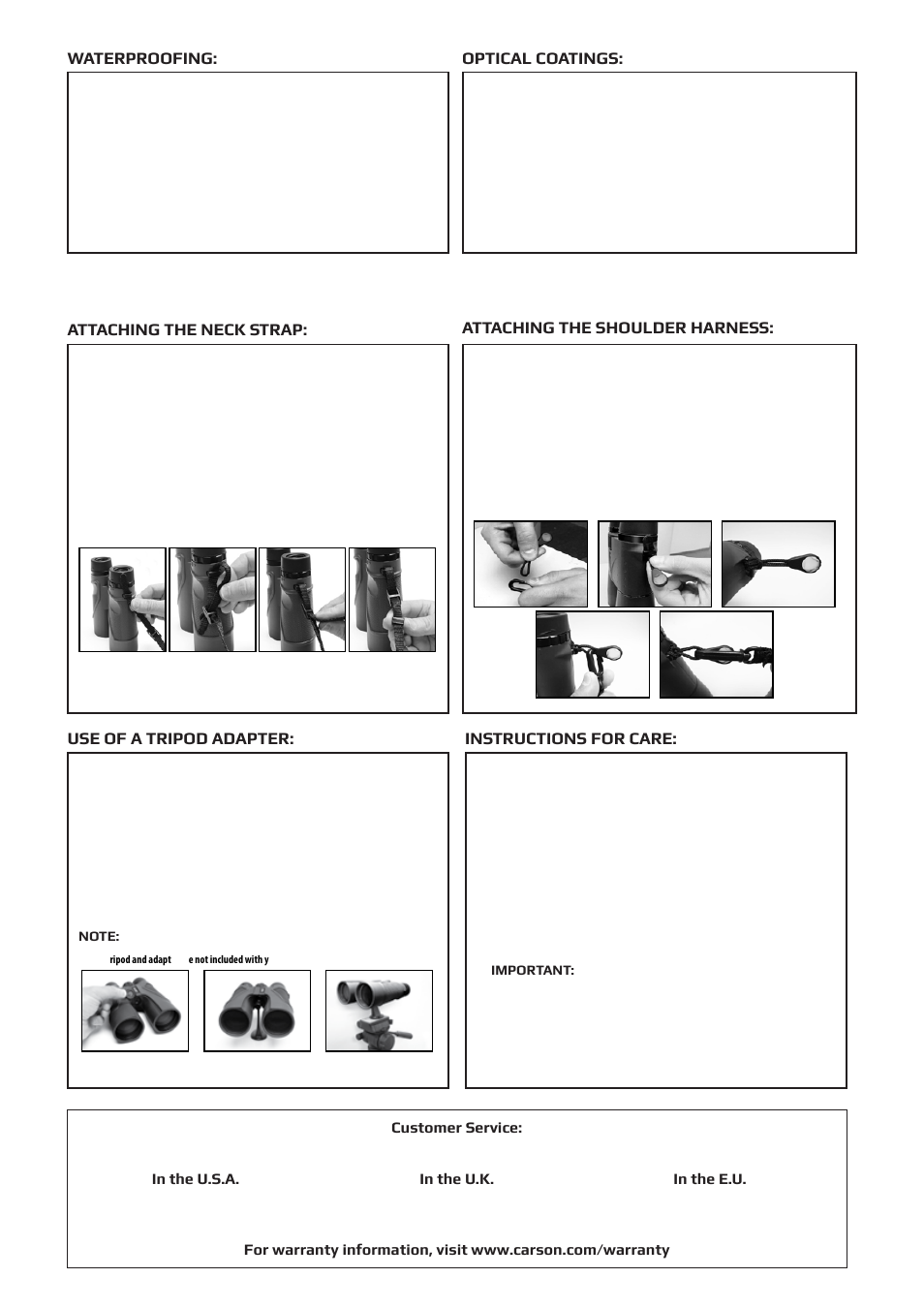 Carson 3D Series TD-050 10x50 Binoculars User Manual | Page 2 / 2