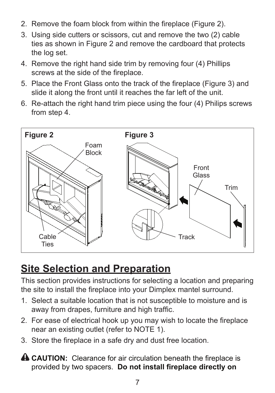 Site selection and preparation | Dimplex BF8000ST User Manual | Page 7 / 16