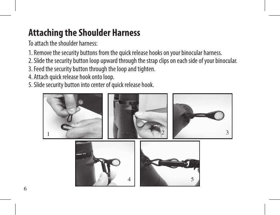 Attaching the shoulder harness | Carson 10x42 3D Series TD-042ED Binoculars (Mossy Oak Camo) User Manual | Page 6 / 12
