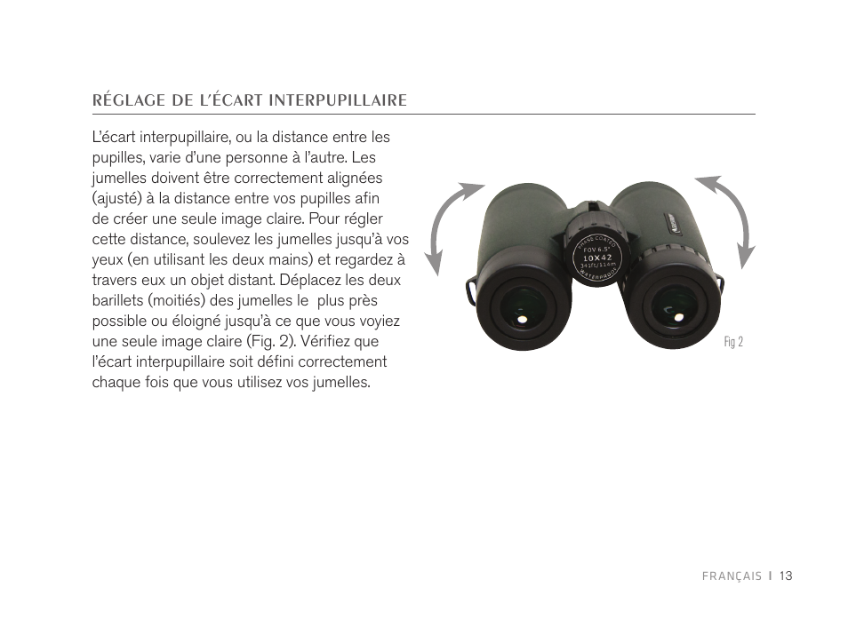 Réglage de l’écart interpupillaire | Celestron 8x32 TrailSeeker Binoculars (Black) User Manual | Page 15 / 52