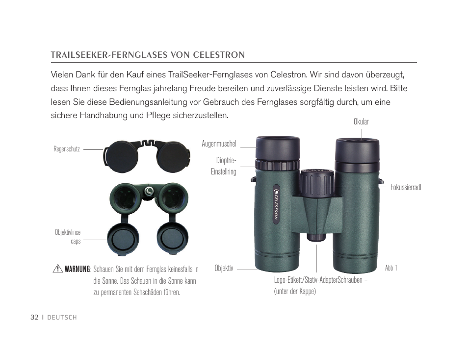 Celestron 8x32 TrailSeeker Binoculars (Black) User Manual | Page 34 / 52
