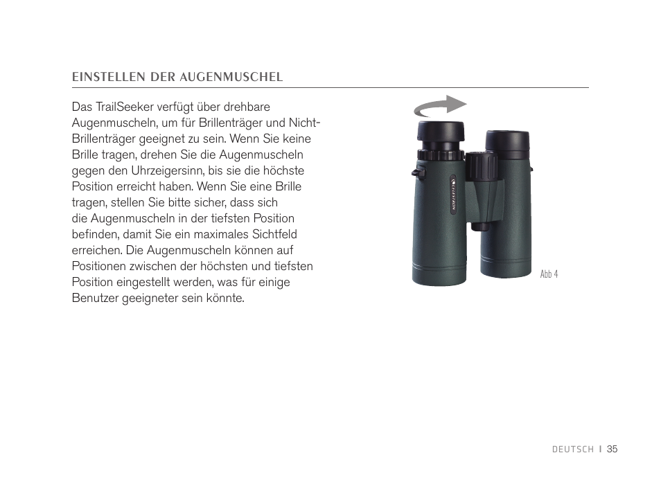 Einstellen der augenmuschel | Celestron 8x32 TrailSeeker Binoculars (Black) User Manual | Page 37 / 52
