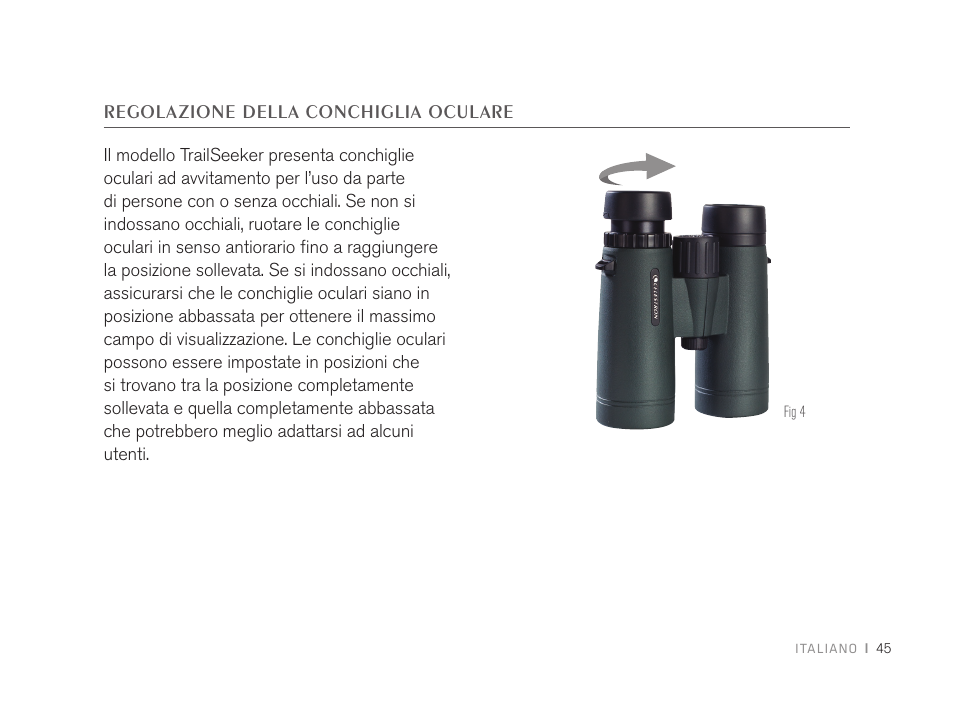 Regolazione della conchiglia oculare | Celestron 8x32 TrailSeeker Binoculars (Black) User Manual | Page 47 / 52