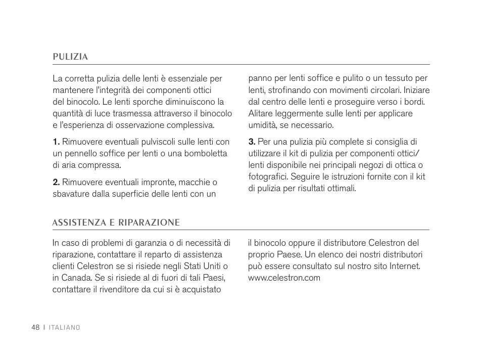 Celestron 8x32 TrailSeeker Binoculars (Black) User Manual | Page 50 / 52