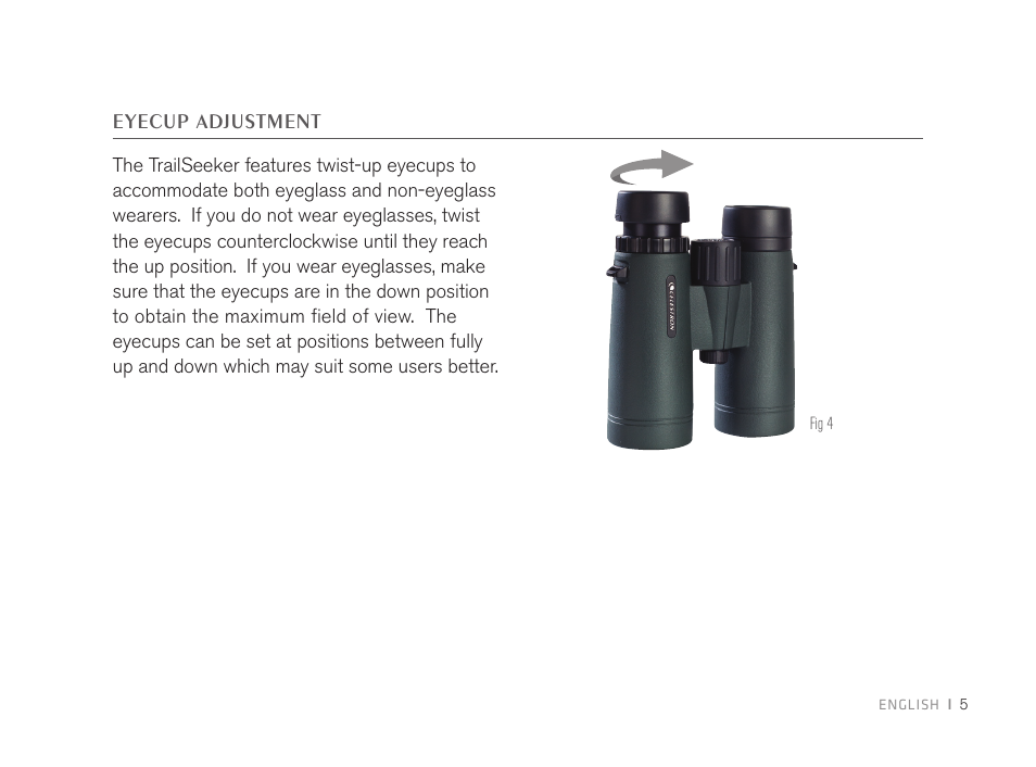 Eyecup adjustment | Celestron 8x32 TrailSeeker Binoculars (Black) User Manual | Page 7 / 52