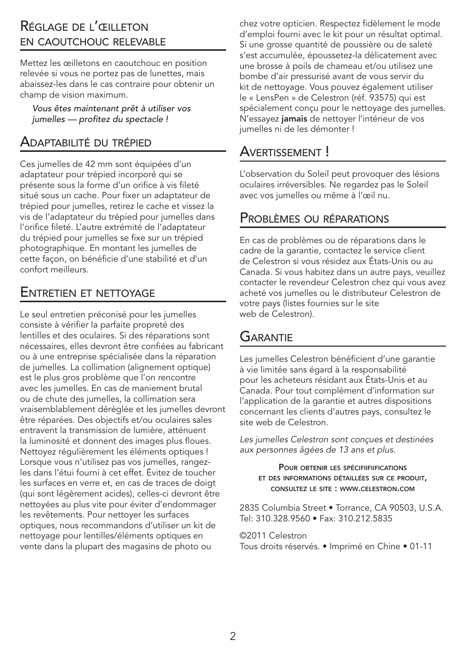 Celestron Outland X 10x25 Binoculars User Manual | Page 5 / 12