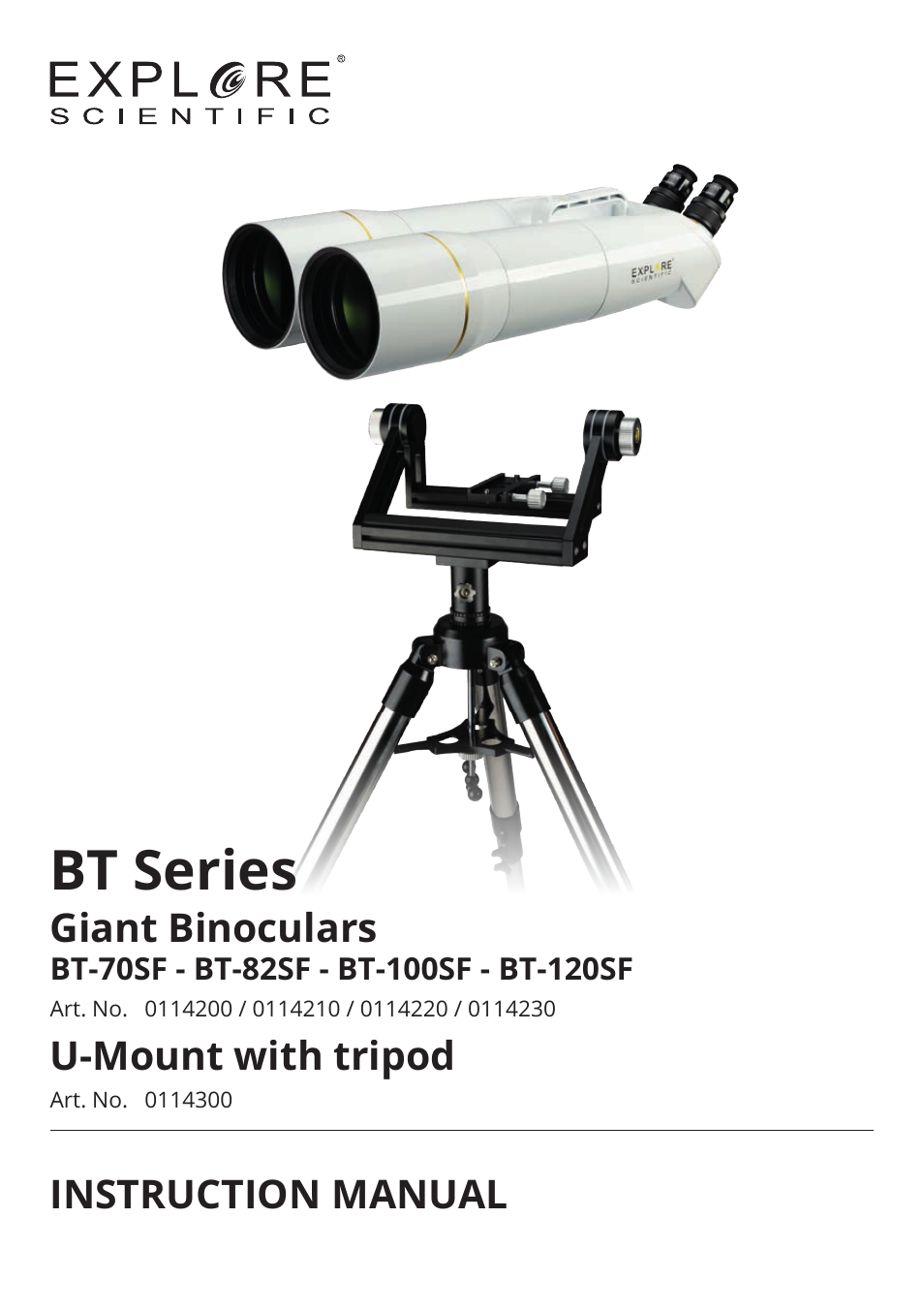 Explore Scientific BT-70 SF Giant Binoculars User Manual | 12 pages